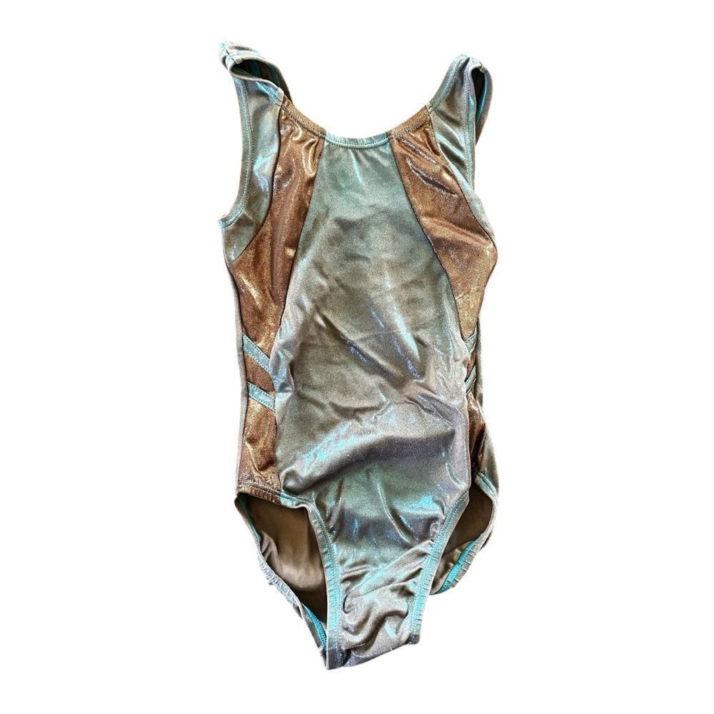 Satara Metallic Kids One Piece Swimsuit/ Gymnastics Suit Size Small -Made in USA